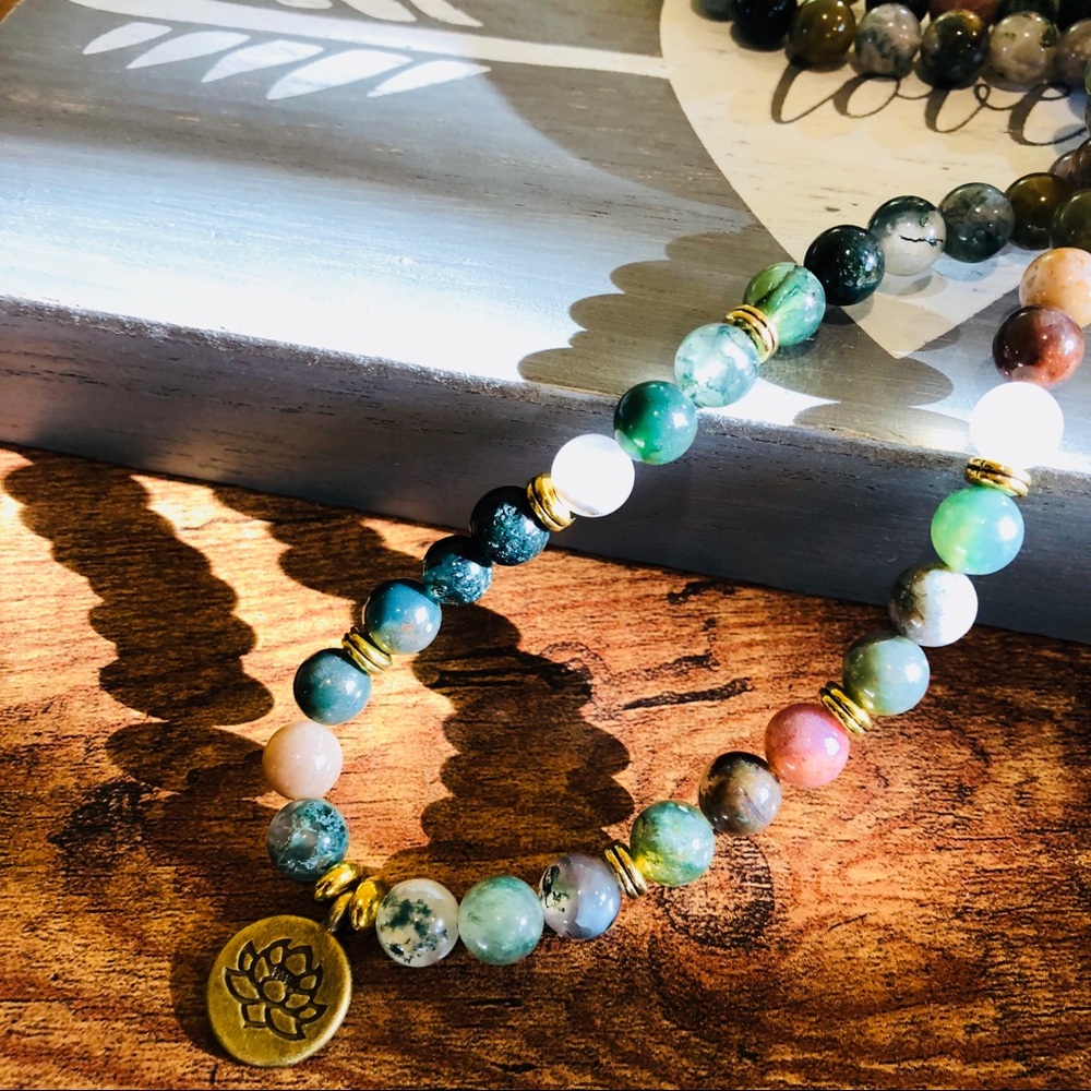 🎉HP🎉🦋INDIAN AGATE STONE MALA NECKLACE/BRACELET - Picture 5 of 8